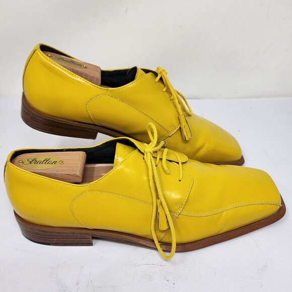 Giorgio BrutiniYellow Leather Mens Square-Toe Oxford Dress Shoes 8.5M - Picture 3 of 11